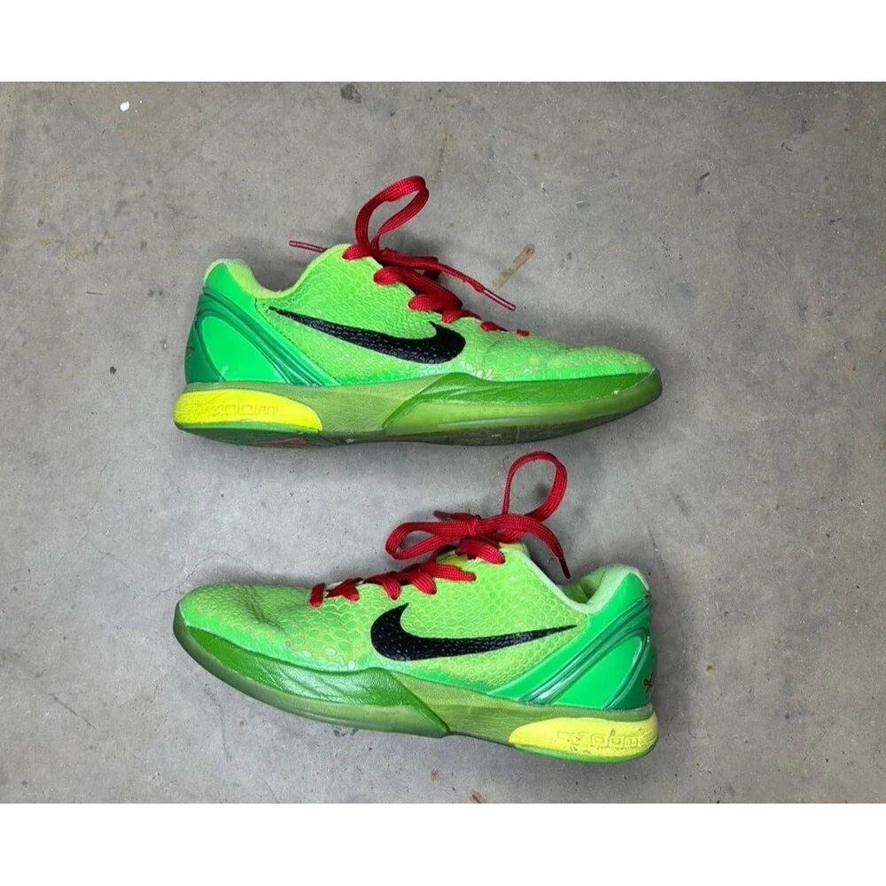Nike Zoom Kobe 6 Grinch Low Green Basketball Shoes CW2190-300 Size 6.5 Youth
